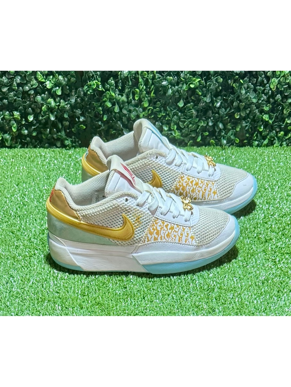Nike Ja 2 “Twelve Time” White Gold Blue Basketball Shoes Size 6.5Y